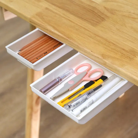 Under Desk Self-Adhesive Storage Drawer – Hidden Desk Organizer