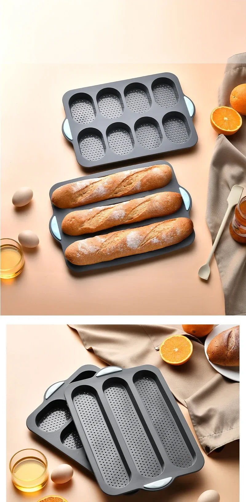 Baking Mold Restaurant Bread Food Mould Grade Baguette Bake Tray Silicone Anti-scalding Non-stick Oven Tool Kitchen Accessories