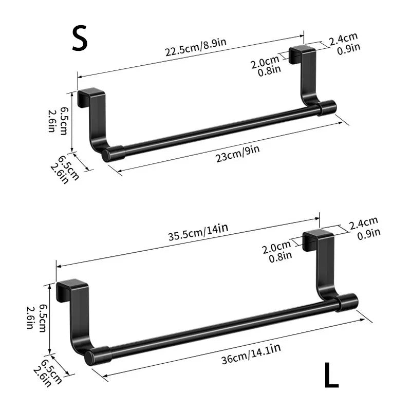 No-Drill Over Cabinet Towel Rack – Stainless Steel Kitchen Organizer