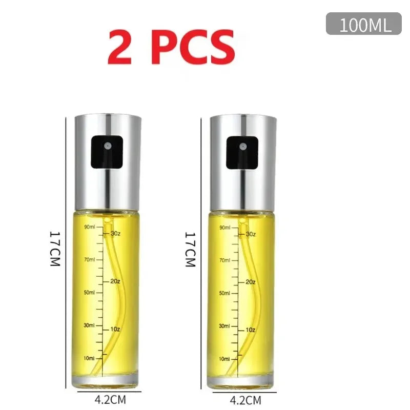 1-4Pcs Vinegar Oil Cruet Oiler Press-type Oil Bottle Things for Kitchens Leakproof and Heat-resistant Glass Spray Sprayer Tools