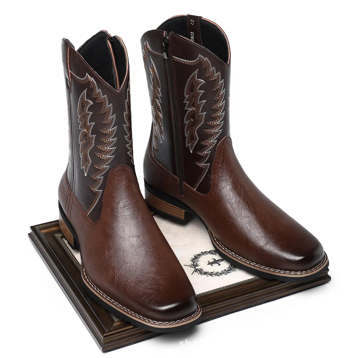 High-Tube Western Cowboy Boots – Embroidered Retro Riding Boots for Men