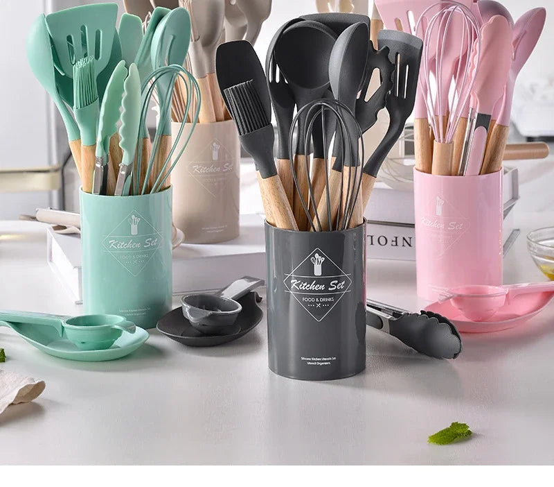 12-Piece Silicone Kitchen Utensils Set – Non-Stick Cookware Tools