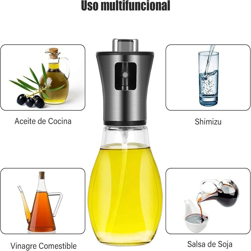 Kitchen Oil Sprayer for Cooking,6.8oz/200ml Olive Oil or Vinegar, Trigger Design,Stainless Steel Vinegar Glass Spray Bottle