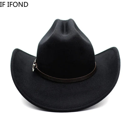 Vintage Western Cowboy Hat – Leather Wide Brim Jazz Hat for Men & Women