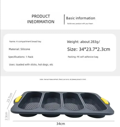 Large Silicone Baking Mold Restaurant Bread Food Mould Grade Baguette Bake Tray Non-stick Oven Tool kitchen Bakeware Accessories