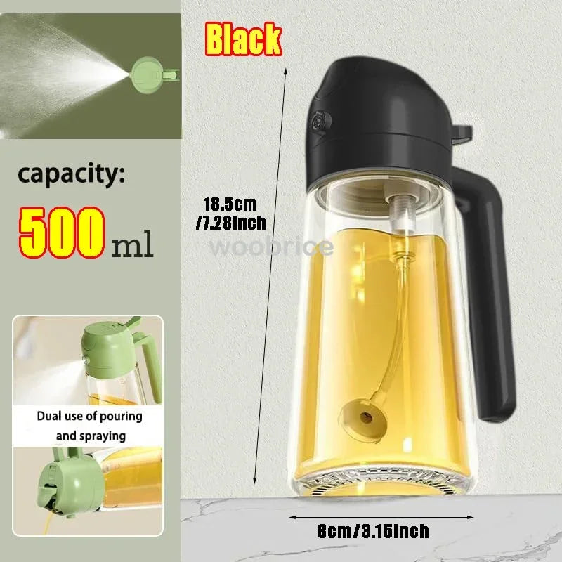 2in1 Kitchen Oil Sprayer Glass Bottle for Cooking Anti-leakage Olive Oil Bottle for BBQ Air Fryer Salad Steak Kitchen Supplies