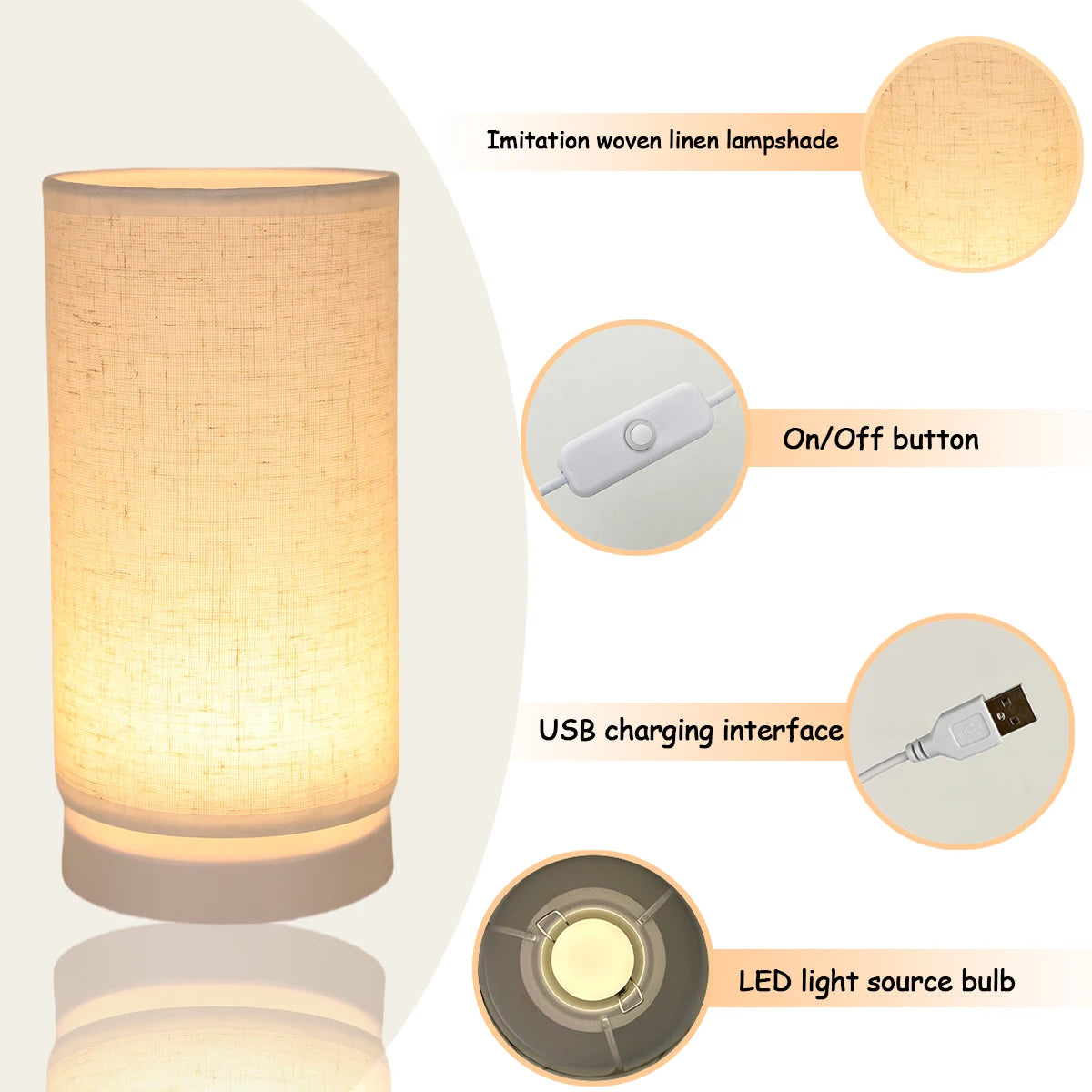 Minimal Fabric Table Lamp with Soft Ambient Light