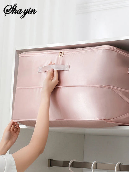 Heavy-Duty Self-Compressing Storage Bag - Portable Organizer for Clothes, Blankets & Quilts, Ideal for Closet Organization