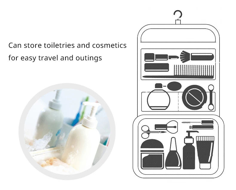 Portable Hook Toilet Bag Multi Functional Travel Waterproof Wear Resistant Multi Layer Storage Large Capacity Makeup Bag
