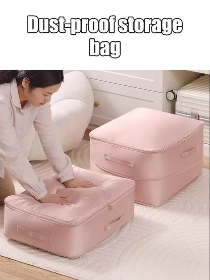 Heavy-Duty Self-Compressing Storage Bag - Portable Organizer for Clothes, Blankets & Quilts, Ideal for Closet Organization