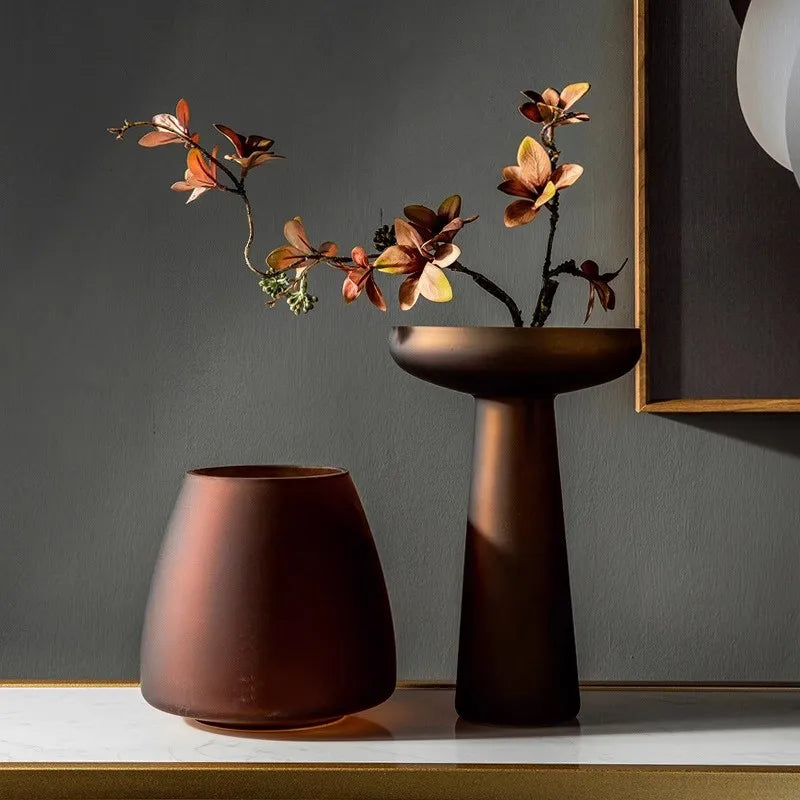 Frosted Glass Vase for Modern Living Room Decor