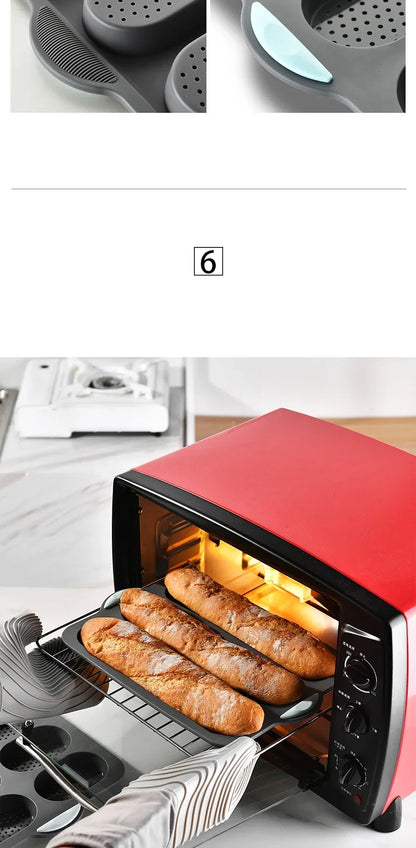 Baking Mold Restaurant Bread Food Mould Grade Baguette Bake Tray Silicone Anti-scalding Non-stick Oven Tool Kitchen Accessories