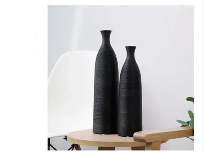 Simple Modern Black White Ceramic Vase Accessories Crafts Home Livingroom Table Figurines Decoration Office Furnishing Ornaments