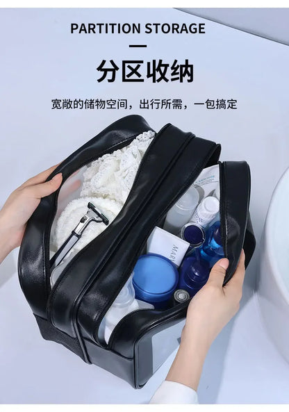 Dry-wet separation double transparent PU makeup bag portable washing bag cosmetic storage bag travel fitness swimming essentials