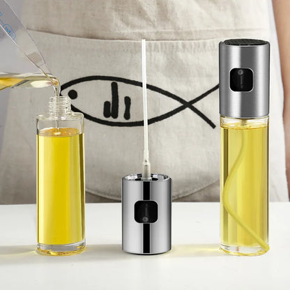 1-4Pcs Vinegar Oil Cruet Oiler Press-type Oil Bottle Things for Kitchens Leakproof and Heat-resistant Glass Spray Sprayer Tools