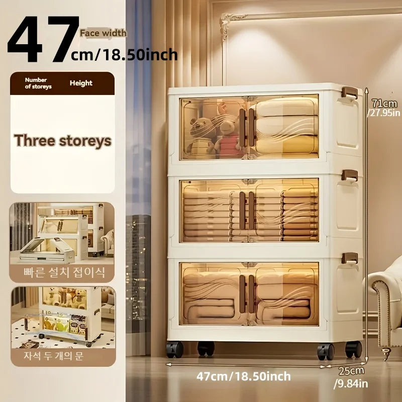 Foldable Storage Box with Clear Door – Stackable Home Organizer