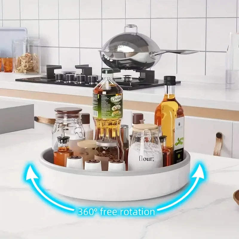 Kitchen turntable multifunctional countertop spice bottle 360 rotating storage rack storage tray cosmetic storage box round