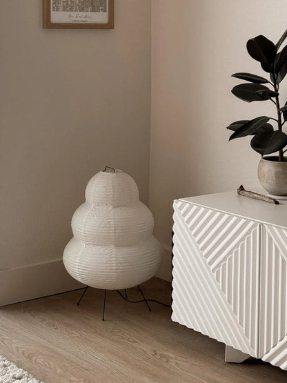 Japanese-Style Rice Paper Table Lamp with Soft Ambient Light