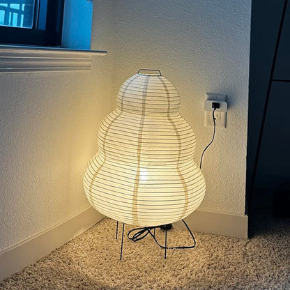 Japanese-Style Rice Paper Table Lamp with Soft Ambient Light