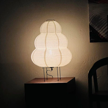 Japanese-Style Rice Paper Table Lamp with Soft Ambient Light