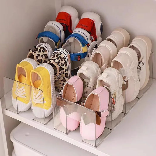 Acrylic Kids Shoe Organizer – 4-Compartment Transparent Shoe Rack