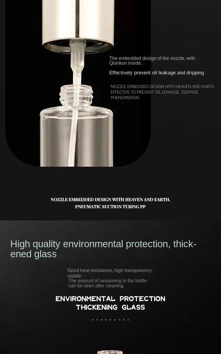 1-4Pcs Vinegar Oil Cruet Oiler Press-type Oil Bottle Things for Kitchens Leakproof and Heat-resistant Glass Spray Sprayer Tools