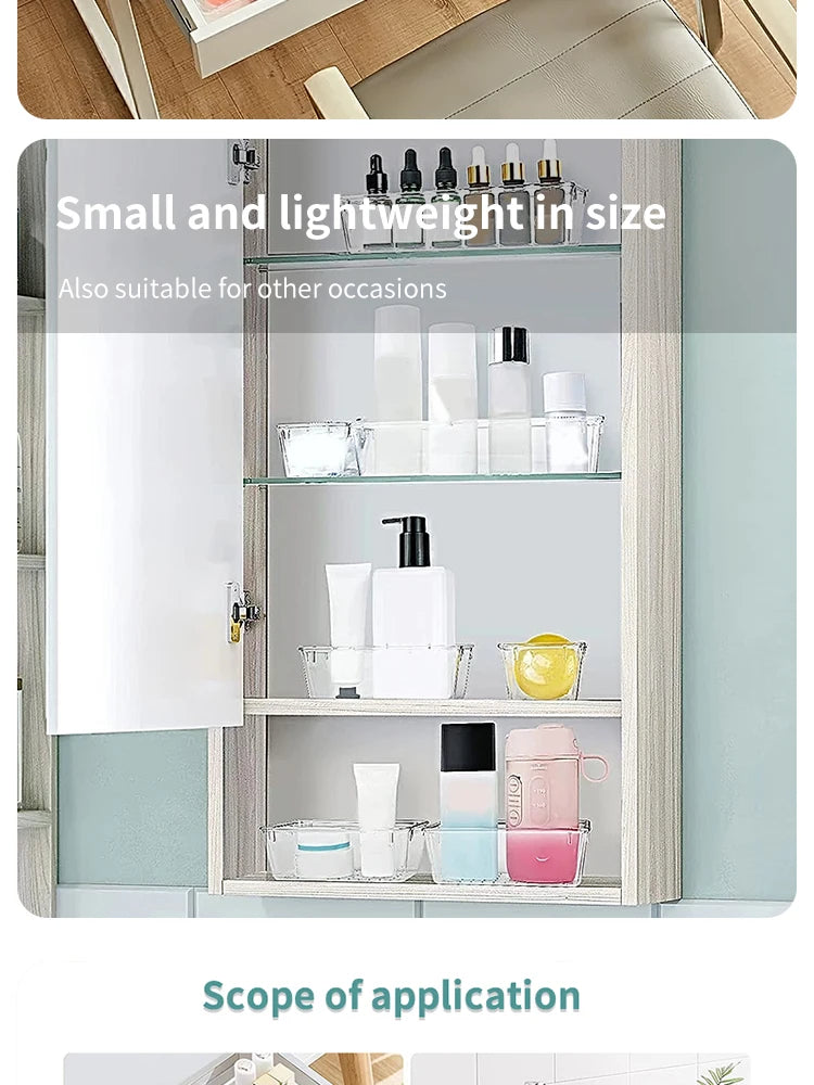 7/14 Pcs Drawer Organizers Set Clear Plastic Desk Dividers Bins Bedroom Dresser Office Storage Box for Makeup Jewelries Gadgets