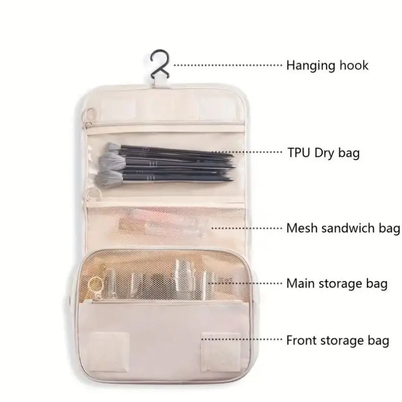 Portable Hook Toilet Bag Multi Functional Travel Waterproof Wear Resistant Multi Layer Storage Large Capacity Makeup Bag