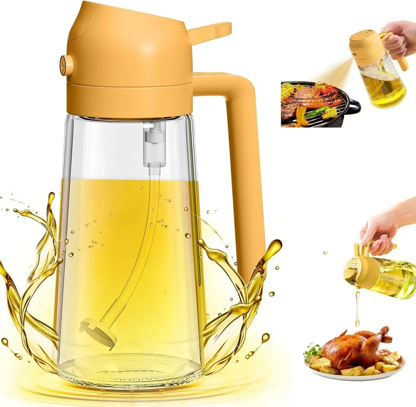 2in1 Kitchen Oil Sprayer Glass Bottle for Cooking Anti-leakage Olive Oil Bottle for BBQ Air Fryer Salad Steak Kitchen Supplies