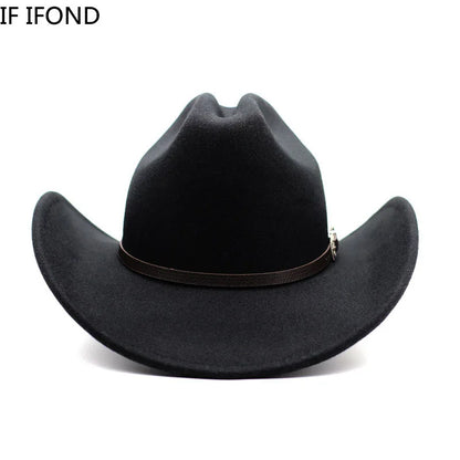 Vintage Western Cowboy Hat – Leather Wide Brim Jazz Hat for Men & Women