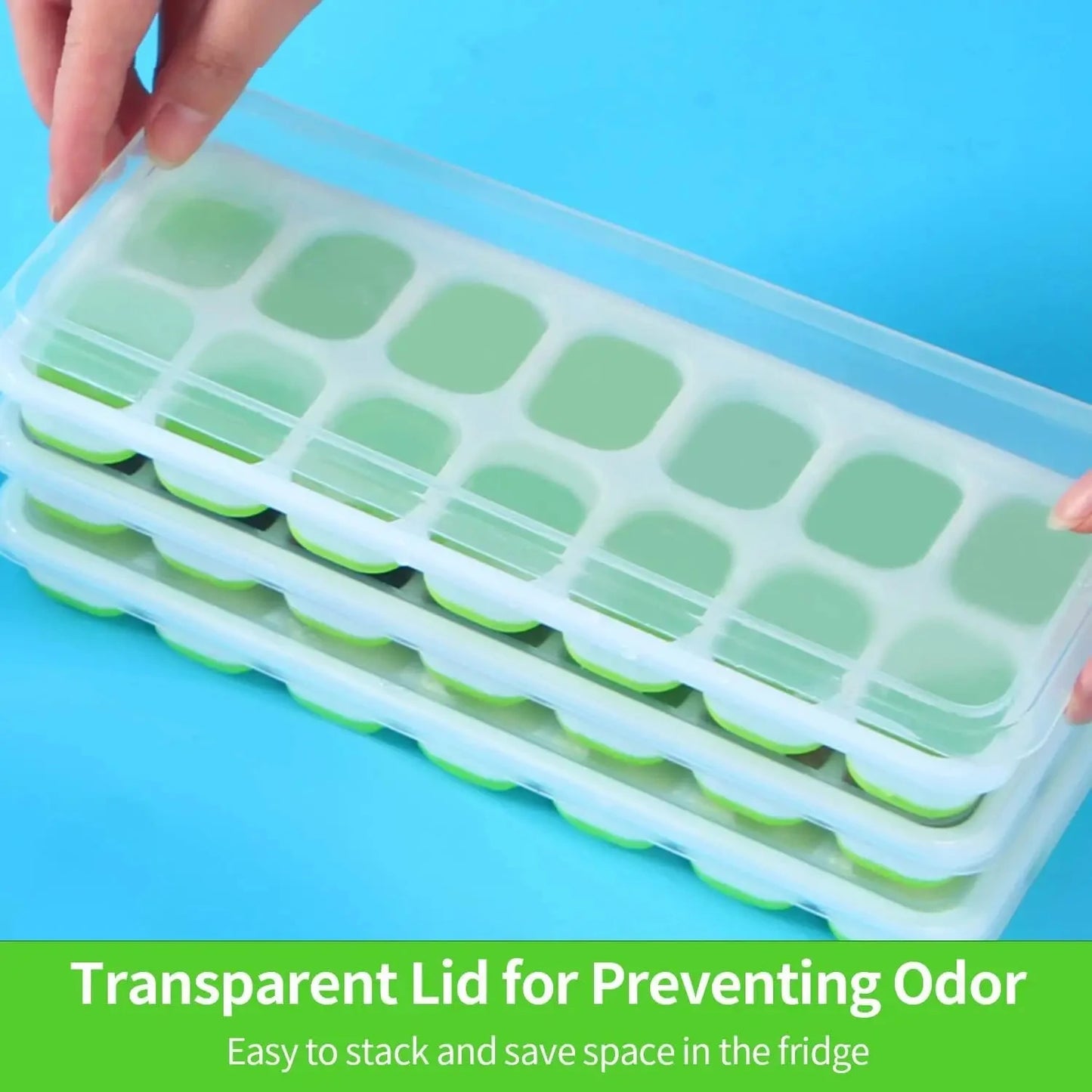 Ice Cube Tray Mold with Lid Silicone Square 14 Cube Easy Release Ice Cube Molds Summer Kitchen Bar DIY Iced Cocktail Freeze Tool