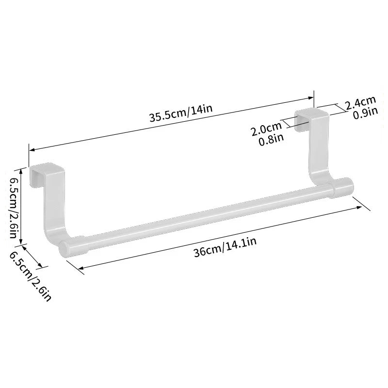 No-Drill Over Cabinet Towel Rack – Stainless Steel Kitchen Organizer