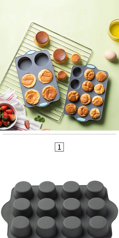 Silicone Cake Mold Pan 6/12 Cup Baking Tray Non-Stick Muffin Mould Cupcake Baking for Cakes Biscuit DIY Cake Kitchen Accessories
