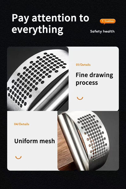 Manual Stainless Steel Garlic Press – Easy Kitchen Garlic Crusher