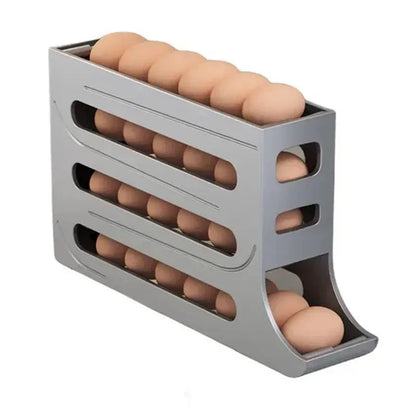 Automatic Egg Holder for Refrigerator – 4-Tier Rolling Egg Organizer