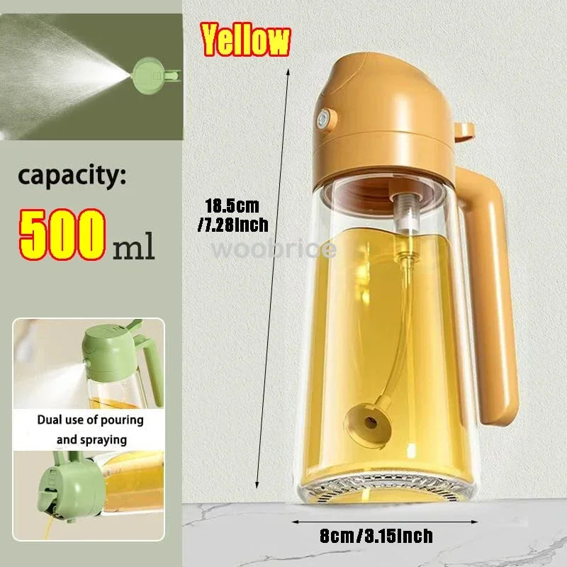 2in1 Kitchen Oil Sprayer Glass Bottle for Cooking Anti-leakage Olive Oil Bottle for BBQ Air Fryer Salad Steak Kitchen Supplies