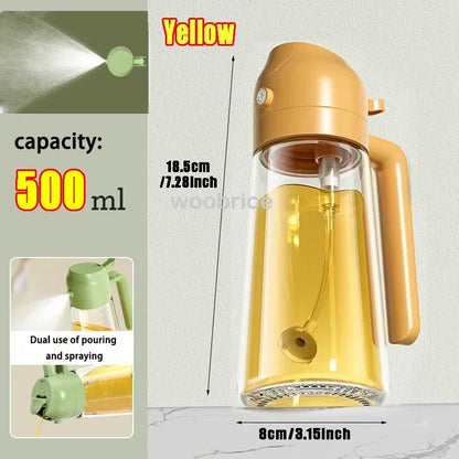 2in1 Kitchen Oil Sprayer Glass Bottle for Cooking Anti-leakage Olive Oil Bottle for BBQ Air Fryer Salad Steak Kitchen Supplies
