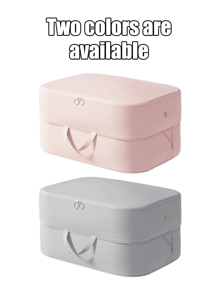 Heavy-Duty Self-Compressing Storage Bag - Portable Organizer for Clothes, Blankets & Quilts, Ideal for Closet Organization