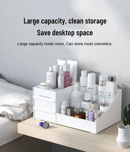 1pc White New Drawer Makeup Storage Box Dormitory Finishing Plastic Shelf Cosmetics Skin Care Dressing Table Desktop