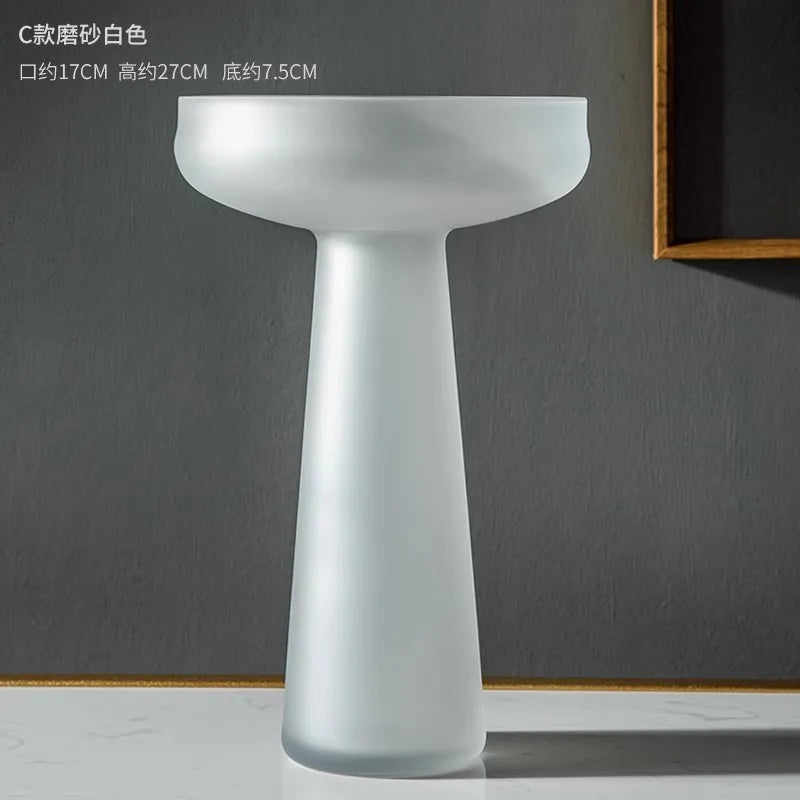 Frosted Glass Vase for Modern Living Room Decor