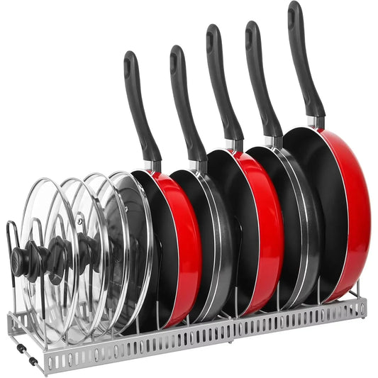 Expandable Pots and Pans Organizer – Adjustable Cabinet Storage Rack