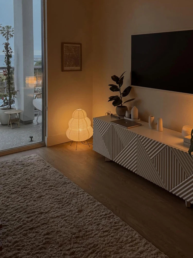 Japanese-Style Rice Paper Table Lamp with Soft Ambient Light