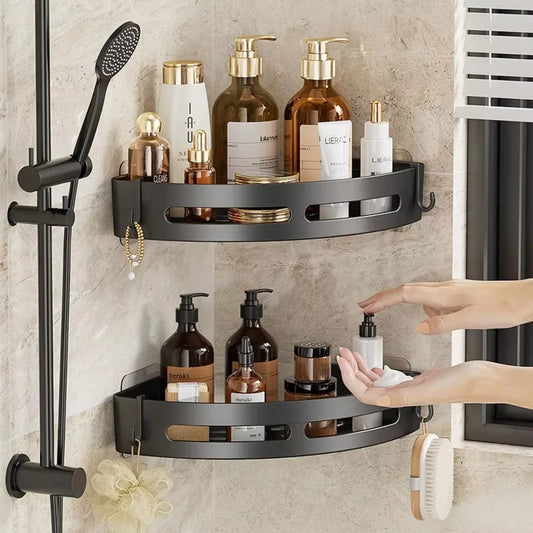 Adhesive Bathroom Corner Shelf – No-Drill Shower Organizer