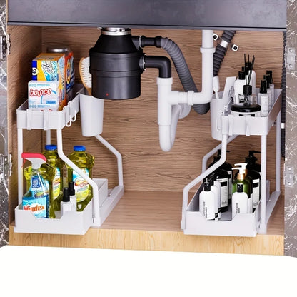 Under Sink Pull-Out Organizer – Double Layer Storage Rack