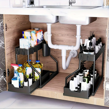 Under Sink Pull-Out Organizer – Double Layer Storage Rack