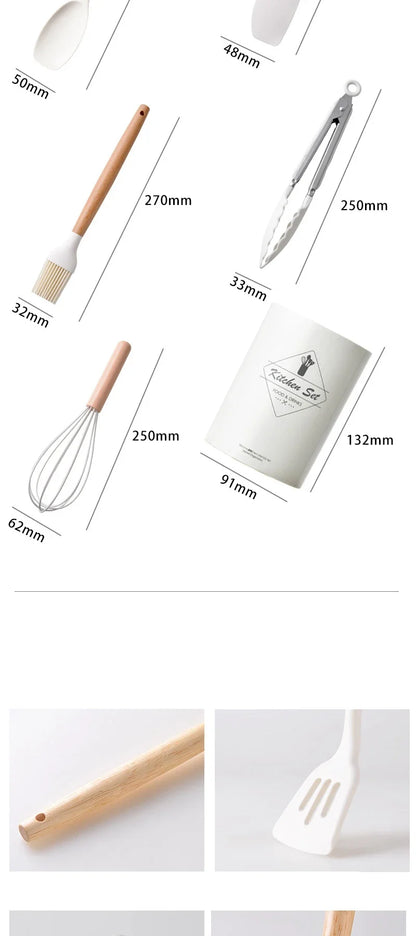 12-Piece Silicone Kitchen Utensils Set – Non-Stick Cookware Tools