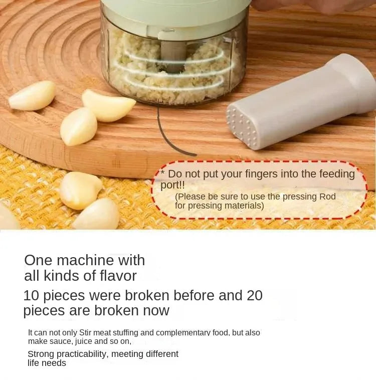 4In1 Electric Vegetable Cutter Set Handheld Wireless Electric Garlic Masher Food Chopper Meat Grinder Machine Food Peel Slice