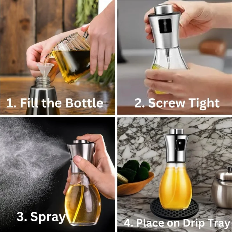 Olive Oil Sprayer for Cooking,200ml glass Olive oil sprayer,  Vegetable Oil sprayer with funnel ,Oil sprayer,Baking, Frying, BBQ