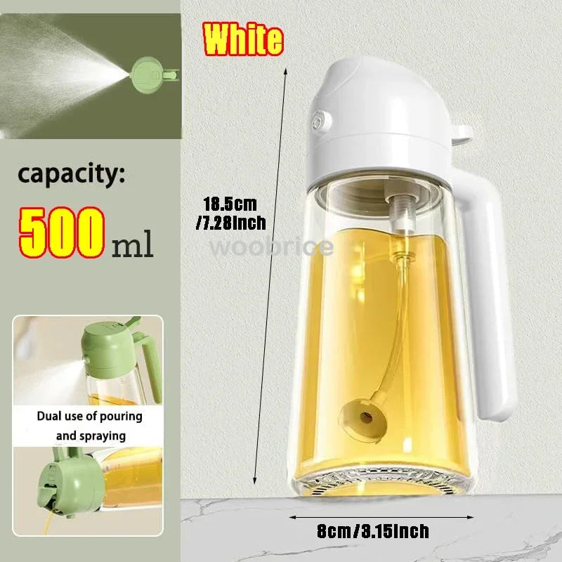 2in1 Kitchen Oil Sprayer Glass Bottle for Cooking Anti-leakage Olive Oil Bottle for BBQ Air Fryer Salad Steak Kitchen Supplies