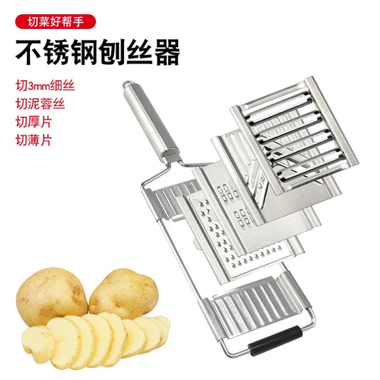 Stainless steel multifunctional manual switchable radish slicer for three-dimensional vegetable cutting in the kitchen